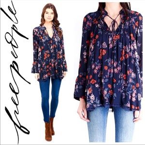 FREE PEOPLE NWT Butterfly Ruffle Blouse Tunic